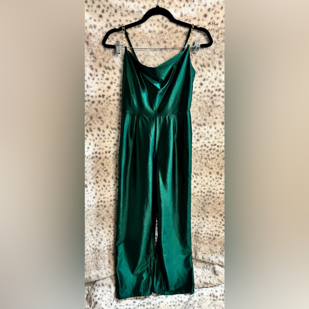 WOMENS DEREK HEART EMERALD GREEN CHAIN STRAP JUMPSUIT